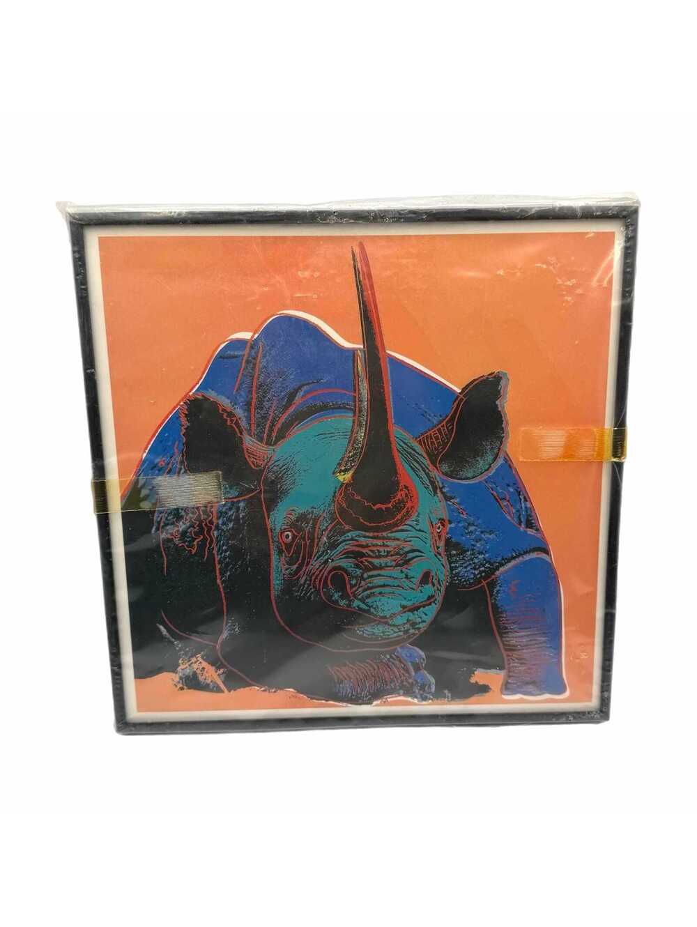 1989 Andy Warhol Black Rhinoceros Endangered Species Series Framed Offset Print